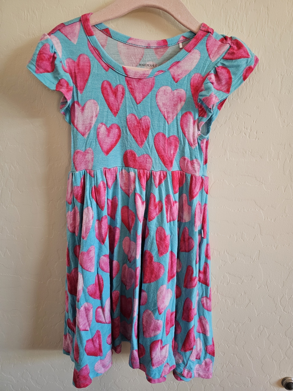 Posh Peanut Queen Of Hearts Ruffled Cap Sleeve Twirl Dress 2T